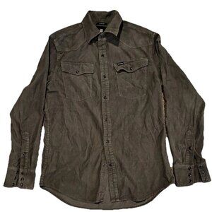 G Star Raw Mens Gray Double RRL Western Classic Two Pocket Shirt Size Medium